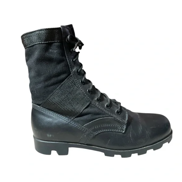 🖤 Black Leather Combat BootsMen’s 13W ‎ Lace-Up Lug Sole